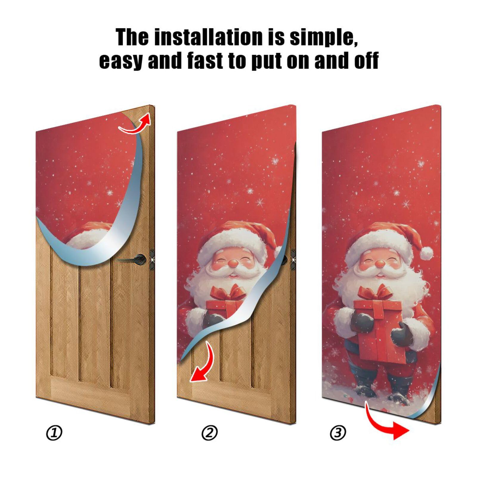 FLildon Little Santa Claus Christmas Door Cover Decoration, Party Accessory Porch Decor for Festive Ornament Room Door Covers 35 x 79 Inch