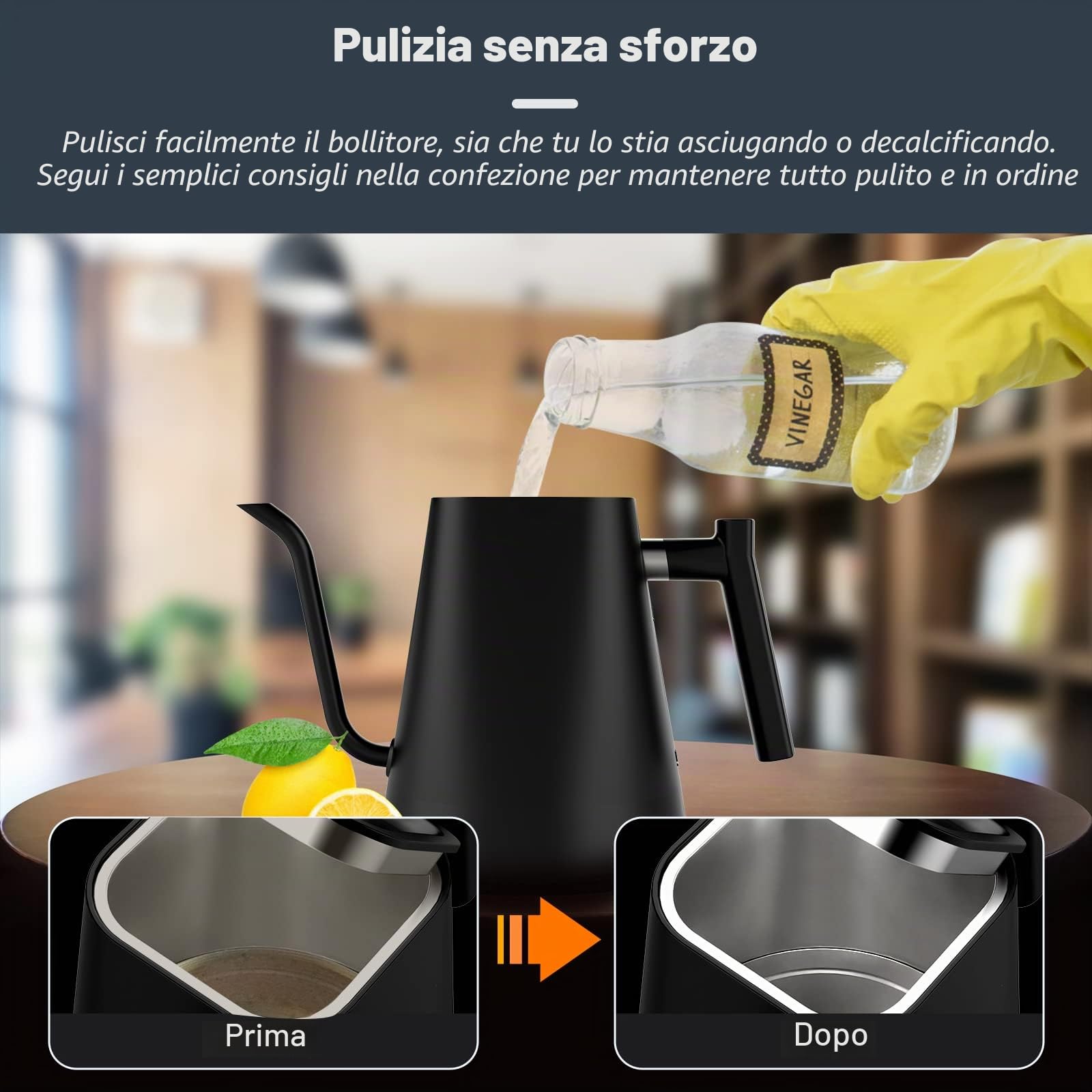 Bollitore Elettrico,Compatto in Acciaio Inossidabile da 1 Litro, Riscaldamento Rapido da 1200W,LED Schermo con Indicatore di Temperatura