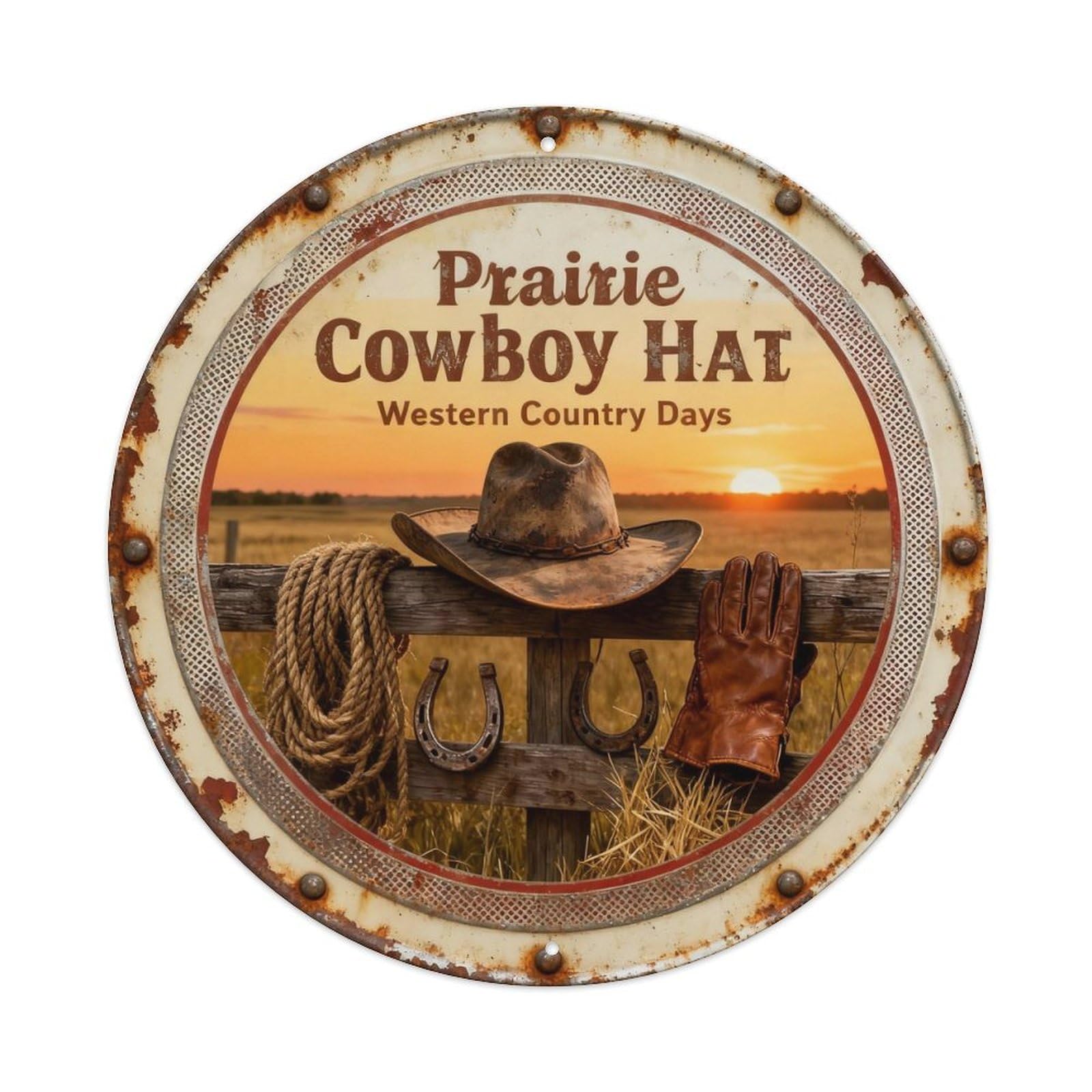 Prairie Cowboy Hat Metal Tin Sign Plaque