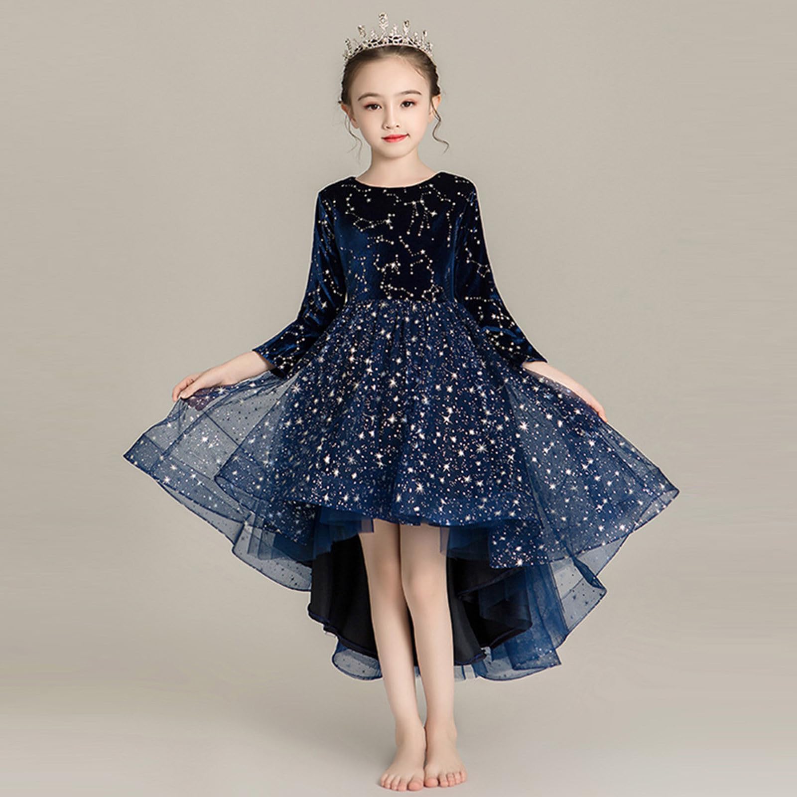 Generisch Vestito da principessa per bambine, grazioso, con paillettes, per feste e carnevale