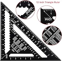 Vista 4 de ASNOMY Regla triangular de 7 pulgadas y 12 pulgadas, transportador cuadrado de viga negra, regla triangular de aleación de aluminio de alta