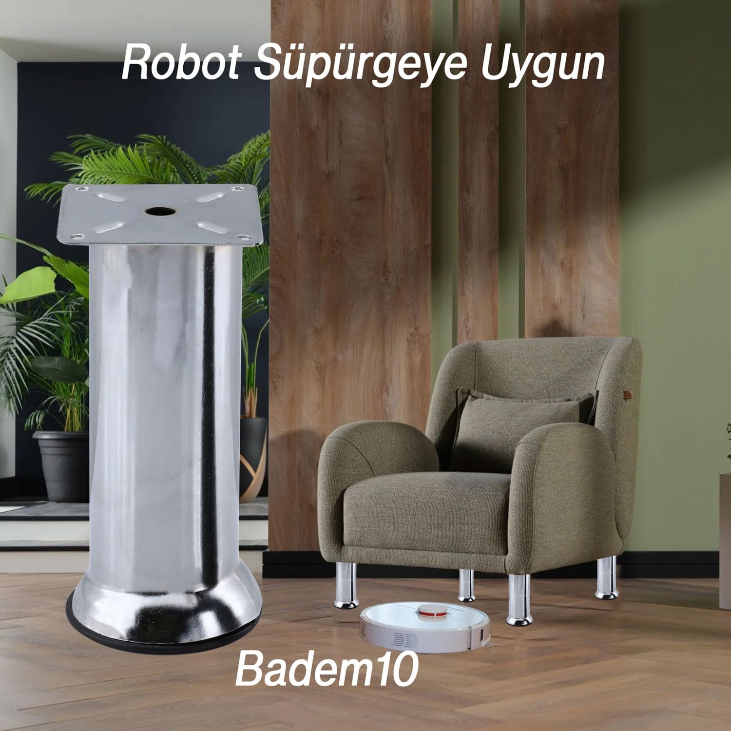 (8 ADET) Metal Krom 15 cm Baza Mobilya Koltuk Kanepe Yatak Çekyat Destek Yükseltme Ayağı Ayakları