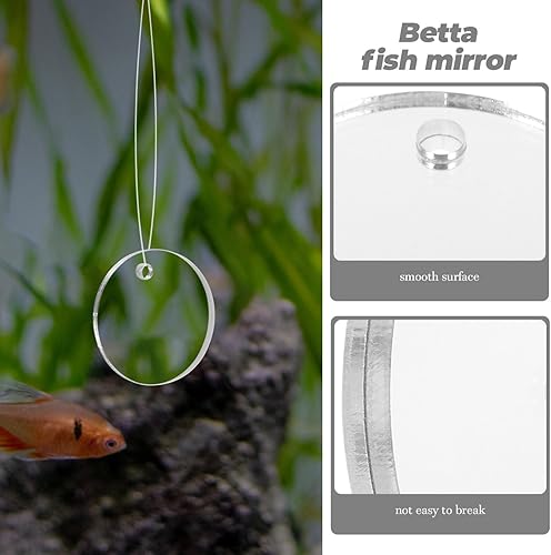 Miniatura 5 de POPETPOP Betta Espejo de ejercicio 1 juego de doble cara círculo Betta espejo con bola flotante para acuario pecera 5CM