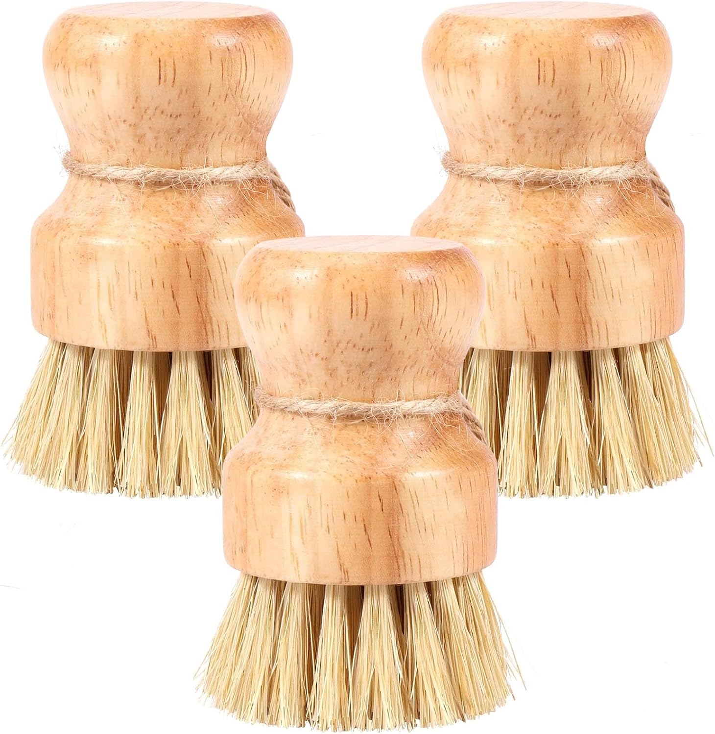 3/5Pcs Wooden Dish Brush Replaceable Long Handle Kitchen Cleaning Brush Set Natural Sisal Scrubbing Brush for Cleaning Pots Pan(5Pcs A)