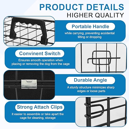Miniatura 45 de Jaula para perros, jaula para perros, perrera de alambre de metal para exteriores, plegable de doble puerta, jaula para mascotas para perros Negro