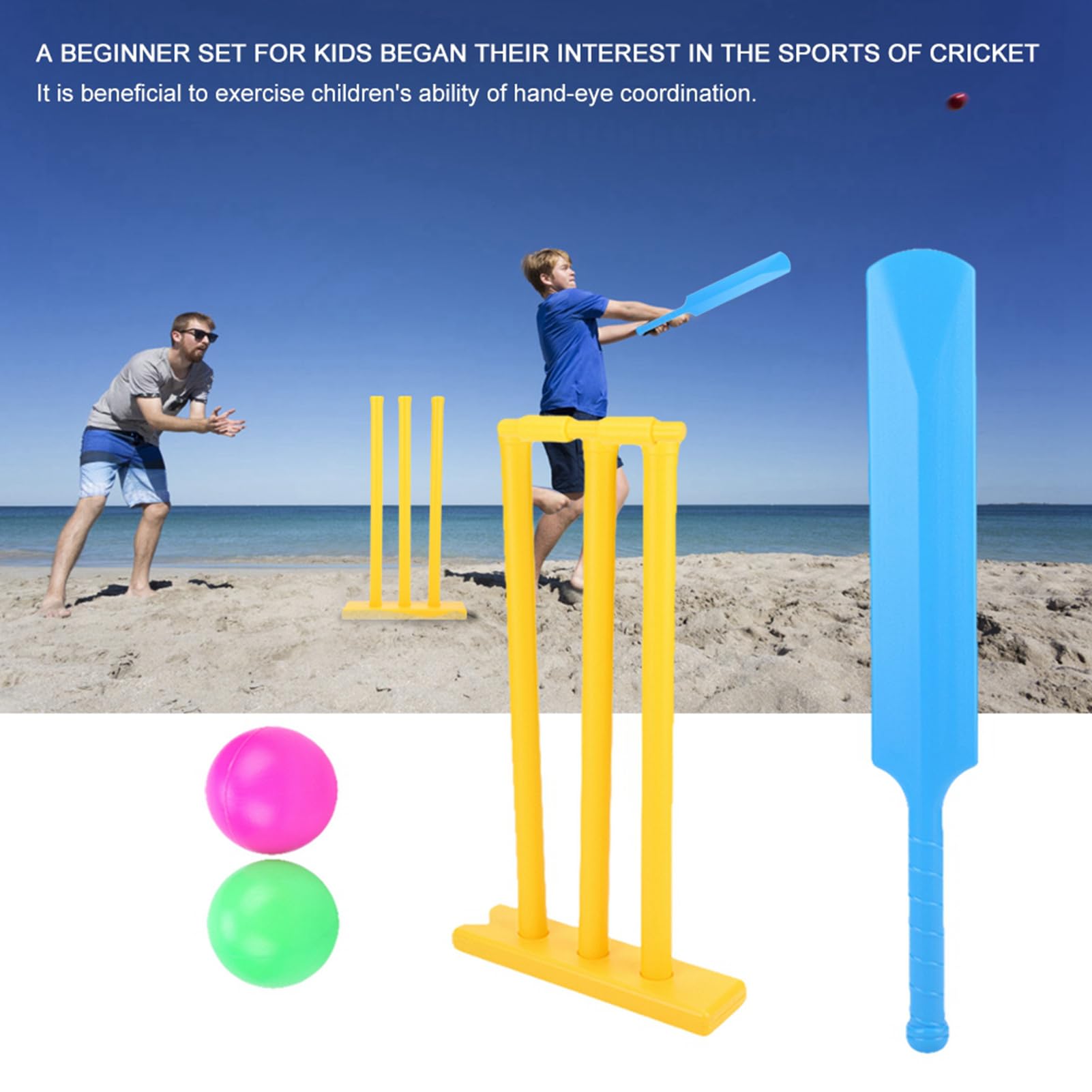 Alomejor Set di Cricket per Bambini, Materiale ABS Resistente