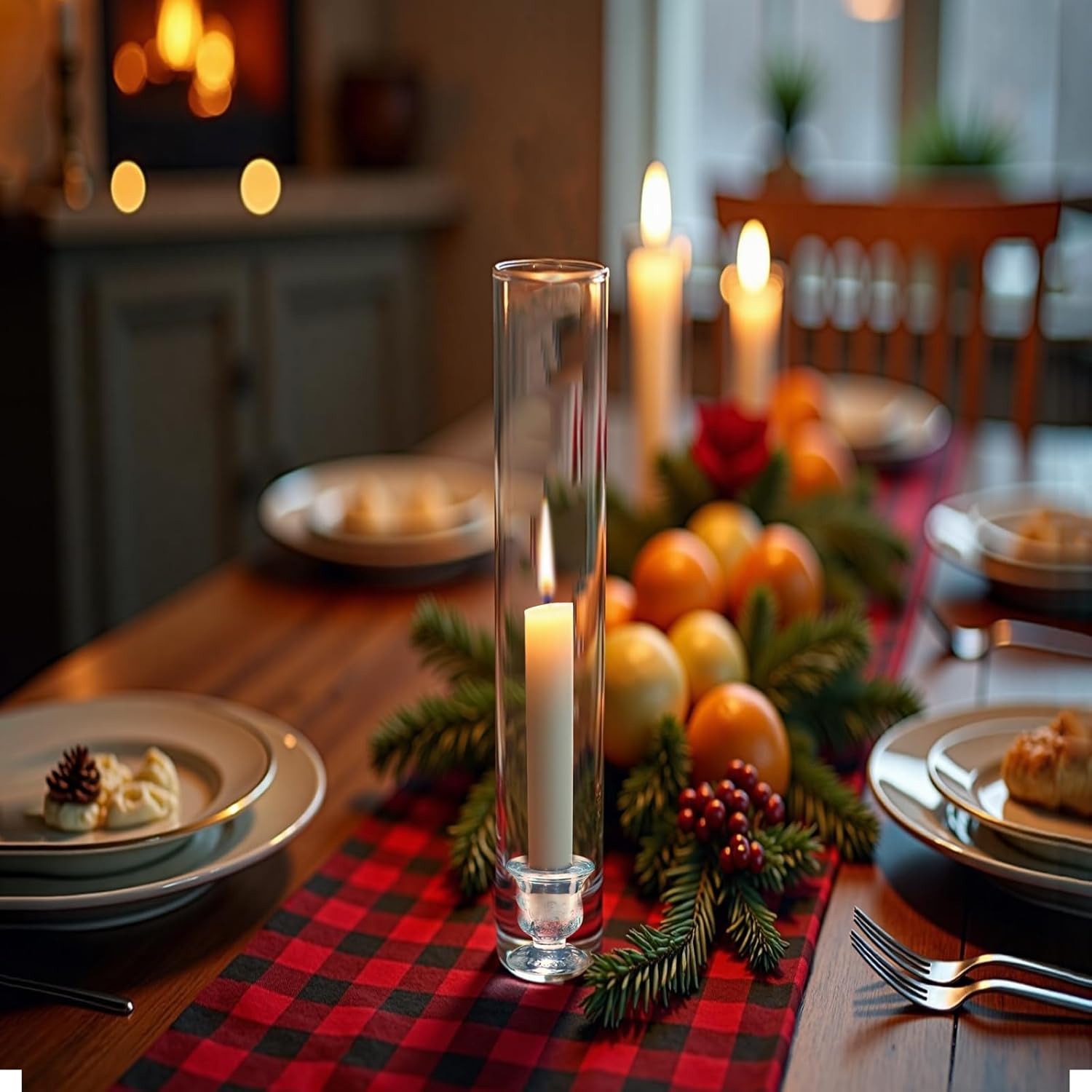 12-Pack Glass Hurricane Candle Holders - 13.78 Tall Clear Tube for Pillar Candles, Reusable Wedding/Event Centerpieces with 2.36" Taper Candlesticks Holder - Open-Ended Design Windproof Candle Holders - Image 3