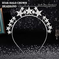 Vista 2 de Fashey Diadema de estrella con corona de halo plateado, accesorios para el cabello para mujer (plateado)