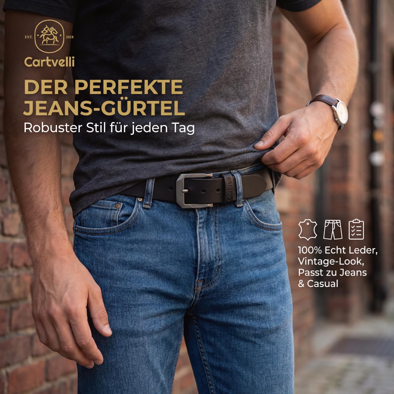 Premium Vintage Ledergürtel Herren Made in Italy mit Geschenkbox Echt-Leder Herrengürtel Vollleder Robuster Jeansgürtel breiter Leder Gürtel 40mm Gürtel kürzbar