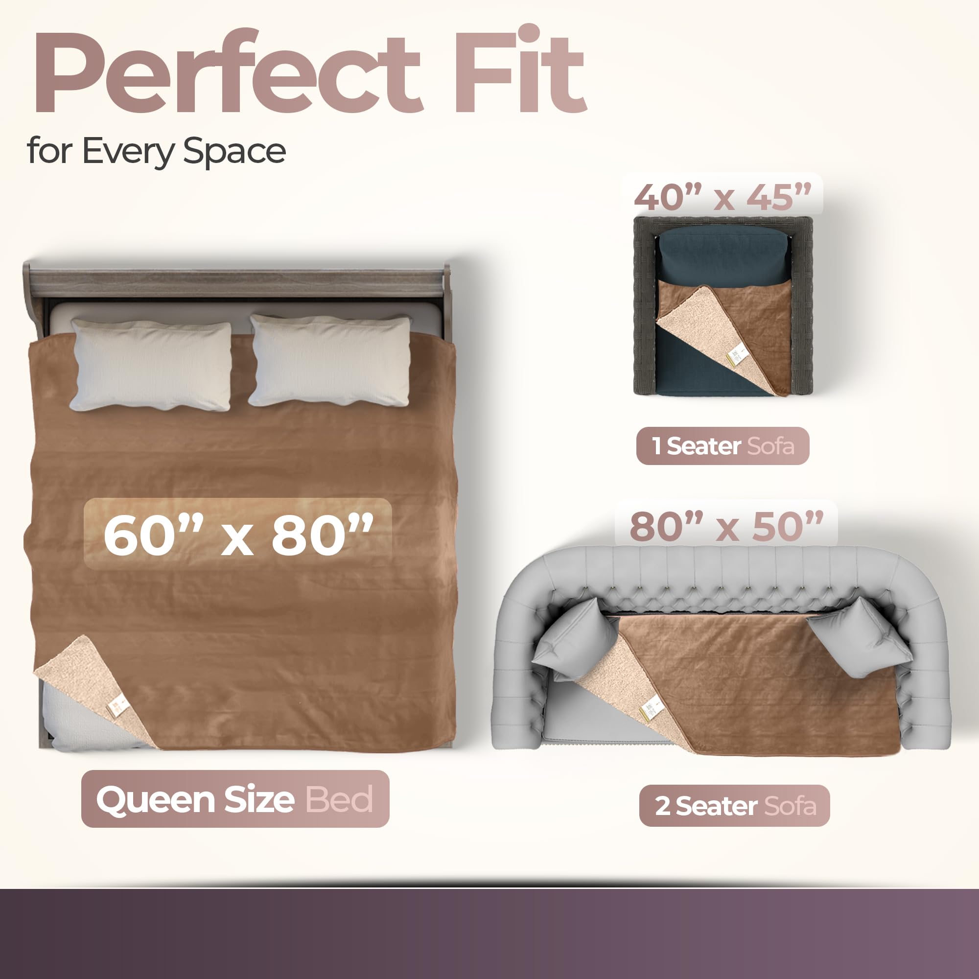 Sacred Weapon Waterproof Blanket - Splash & Love Blanket - Washable Bed Pads for Adults - Spill Proof - Absorbs Up to 30oz - Beige 50"x80"