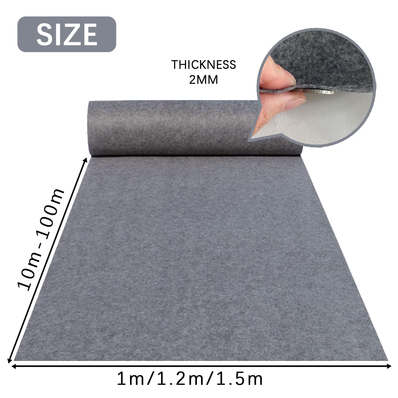 Gangenläufer, Grauer Hochzeits-Gang-Läufer-Teppich, 2 mm Dicke, mehrere Größen(1.2x25m)