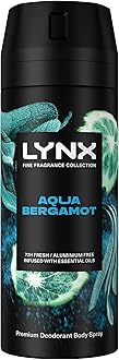 Fine Fragrance Collection Aqua Bergamot Premium Body Spray Men's Deodorant infused with bergamot, sage, & juniper essential oils for 72 hours of freshness 150 ml