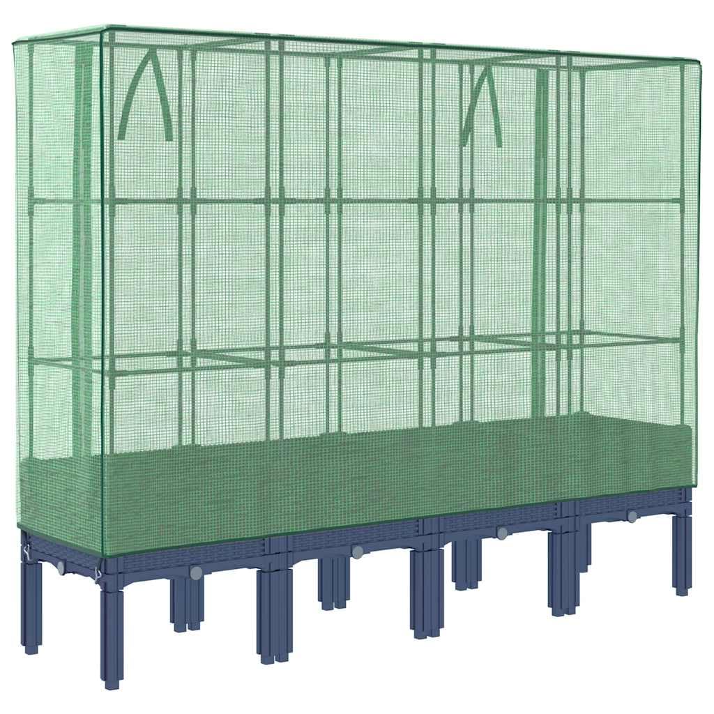 Jardinera con accesorio de invernadero en aspecto de ratán, 160 x 40 x 140 cm, resistente a la intemperie, para balcón, jardín, terraza, con accesorio impermeable, ideal para hierbas
