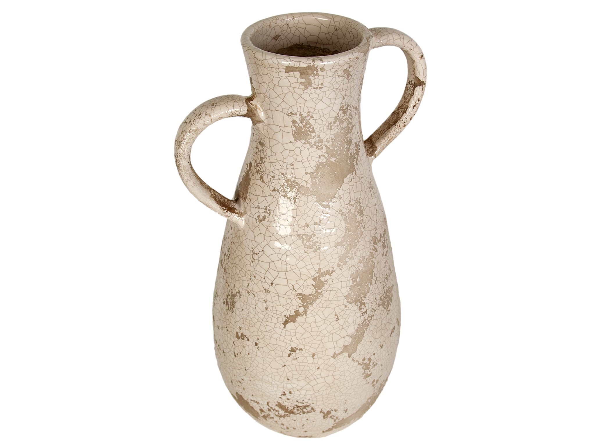 Vase en céramique antique blanc sur table de salon style maison de campagne