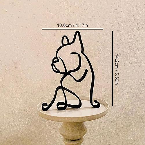 Miniatura 7 de Escultura de arte minimalista para perros, línea abstracta de metal para perro, estatua de arte de dibujo geométrico, adornos creativos de dibujo de