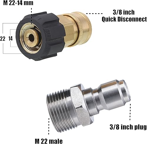 Miniatura 7 de Tool Daily Válvula de pie de lavadora a presión para kit de chorro de alcantarillado adaptador de lavadora a presión kit de conexión rápida de 38