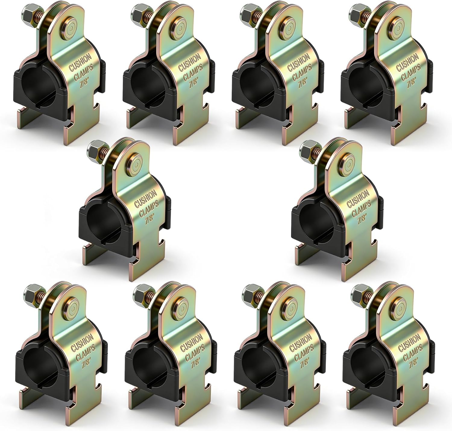 10 Pack Cushion Strut Clamp, Zinc-plated Pipe Clamp for Mounting Copper Piping, Pex Pipe, Cvpc Tubing, Easy Installation with Bolts and Nuts(7/8" Od)