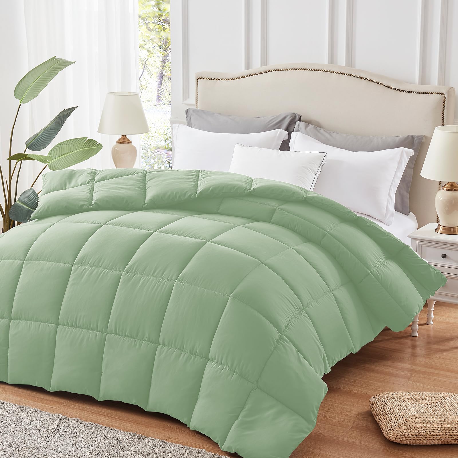 HARBOREST King Size Comforter - Down Alternative Comforter All Season Lightweight Duvet Insert with 4 Corner Tabs 90" L x 102" W (Sage Green)-image-10