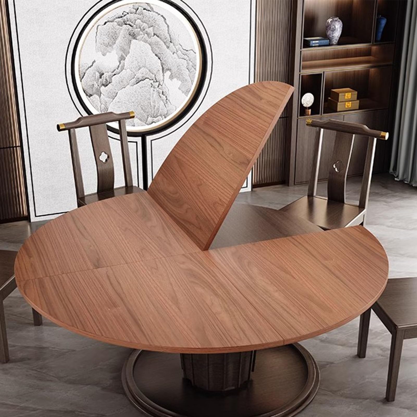 Grande table circulaire temporaire en bois massif pour banquet