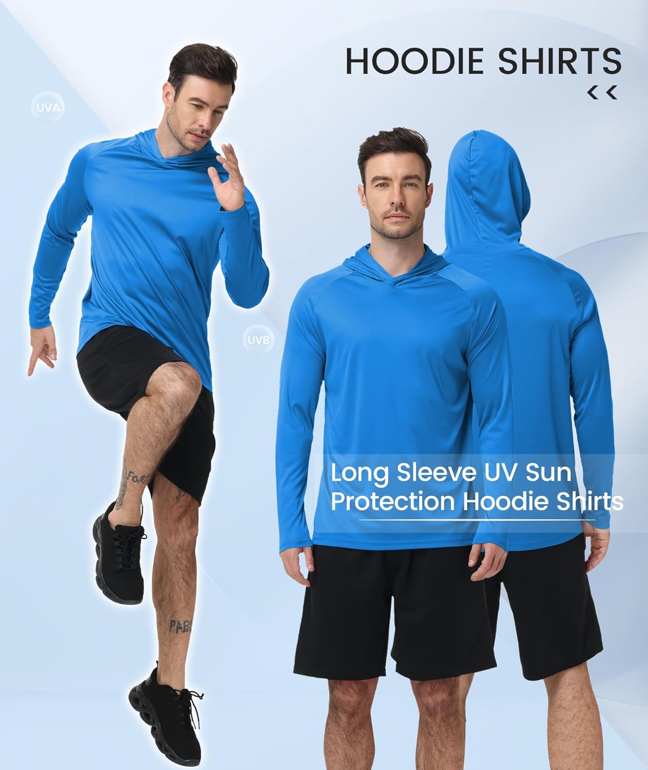 ZITY 3 Pack Men's Sun Protection Hoodie Shirt Fishing Shirts for Men UPF 50+ Long Sleeve Shirt Lightweight Rash Guard - Image 3