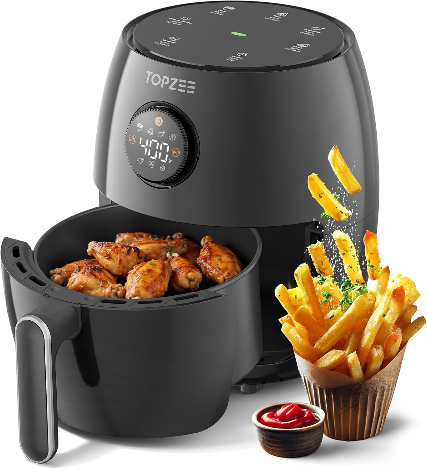 2.1Qt Small Air Fryer - Compact Digital Mini Airfryer with 7-in-1 Presets