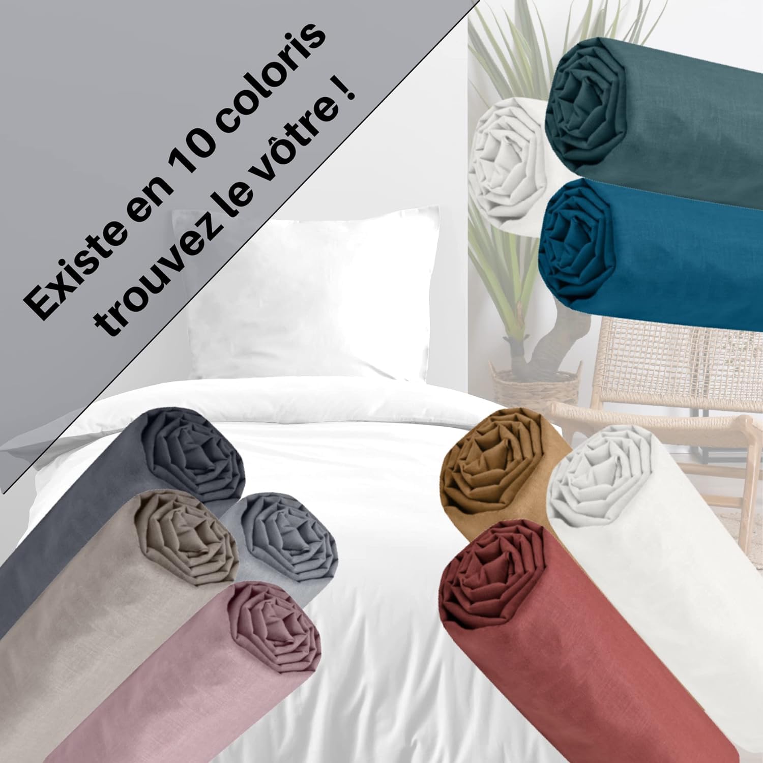 Lovely Casa, Fitted sheet, Size 180 x 200 cm, Large 30 cm, 100% Oeko-Tex certified cotton, Slate colour, Eden model - Image 4