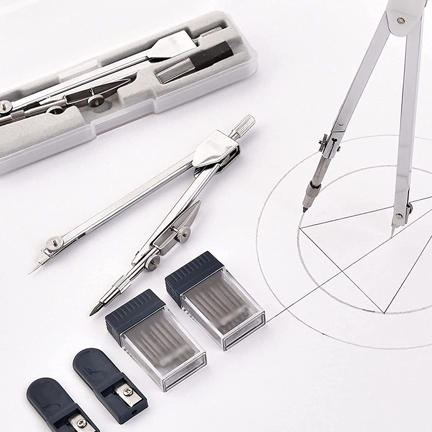 AKAZI Zeichenkompass Mathe-Kompass Professionelles Zeichnen Design Student Schreibwaren Prüfung Technisches Zeichenwerkzeug Kompass-Set Metall-Zeichenkompass (Size : A) (A)