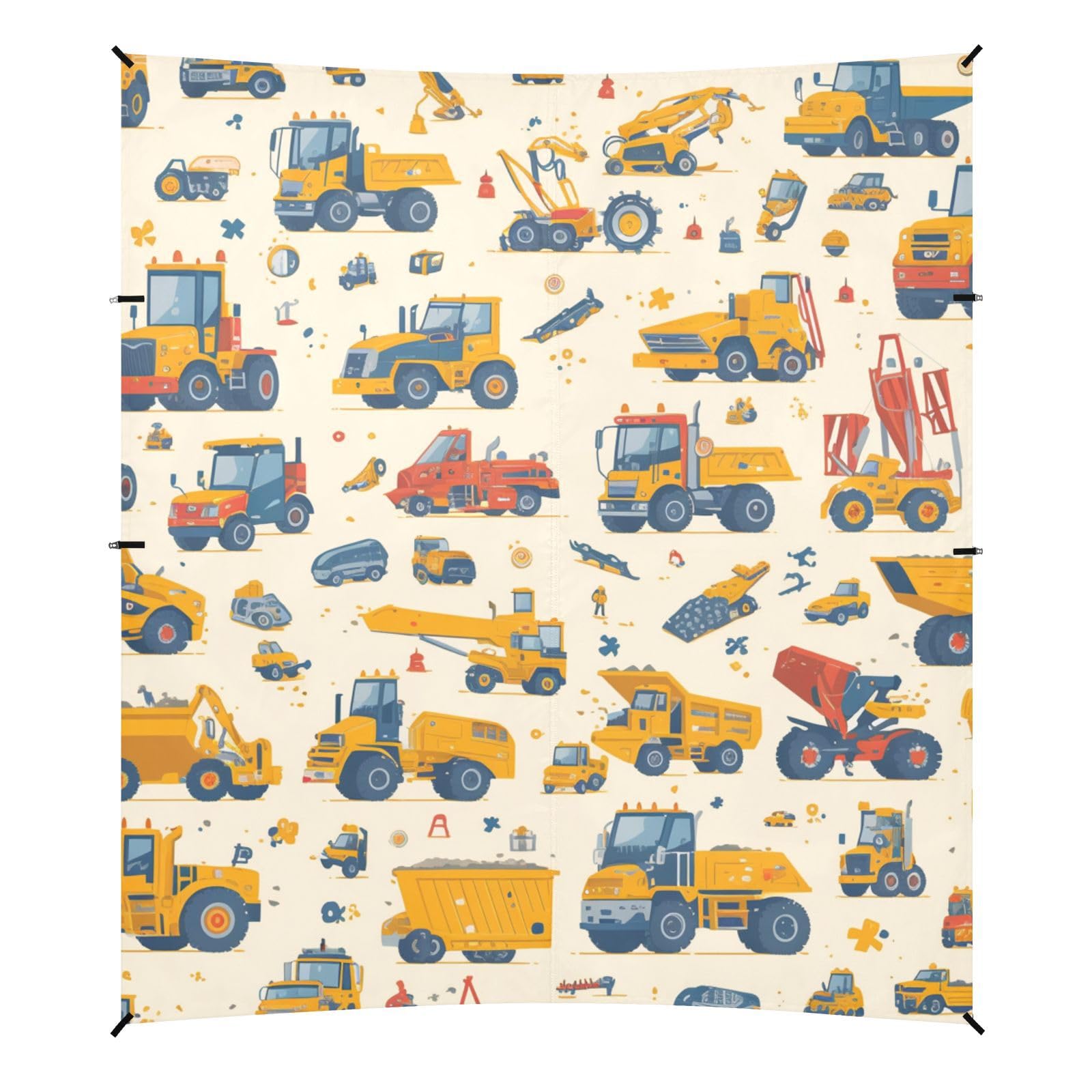 Construction Vehicles Dump Truck Grader Beach Cabana Tent UPF50+ Easy Setup Large Portable Sun Shelter with Sandbags, Sand Shovel, Poles for Camping, Picnics, Backyard & Fishing