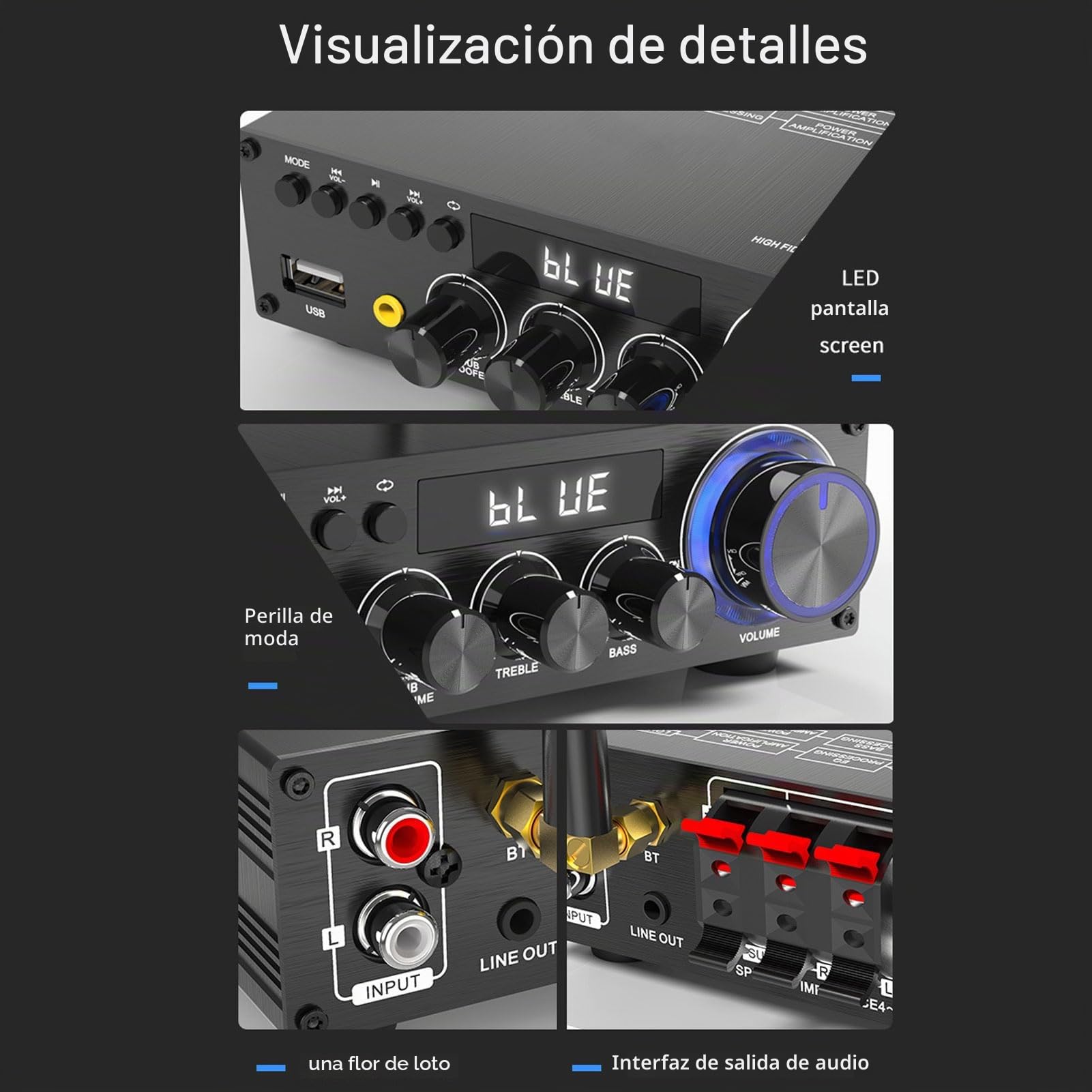 LICAEVEY 2.1Ch Bluetooth 5.1 Mini Amplificador Estéreo con Salida de Subwoofer, 30WX2 + 60W Compact Desktop Audio Amp para Cine en Casa y Altavoces Pasivos con Control (Enchufe de la UE)