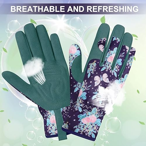 Miniatura 4 de Guantes de jardinería para mujeres, guantes de cuero para trabajo en jardín, a prueba de espinas, sin perforación, para cavar, plantar y podar