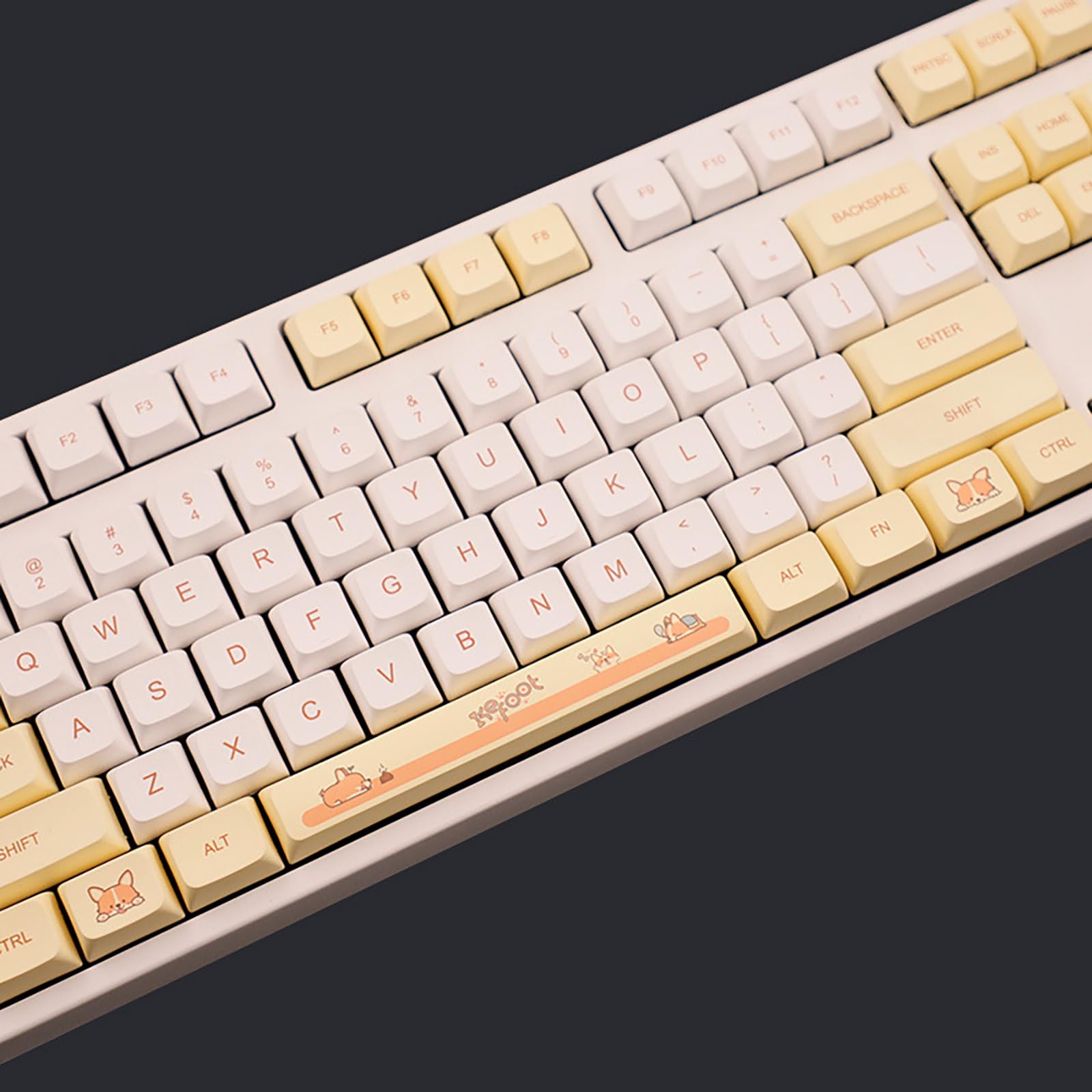 PBT Keycaps, Animal Keycaps XDA Profile Custom Cute Animal Keys do mechanicznej klawiatury, Corgi Puppy Keycaps Set 138 Keycaps Set for Mechanical Keyboards,A
