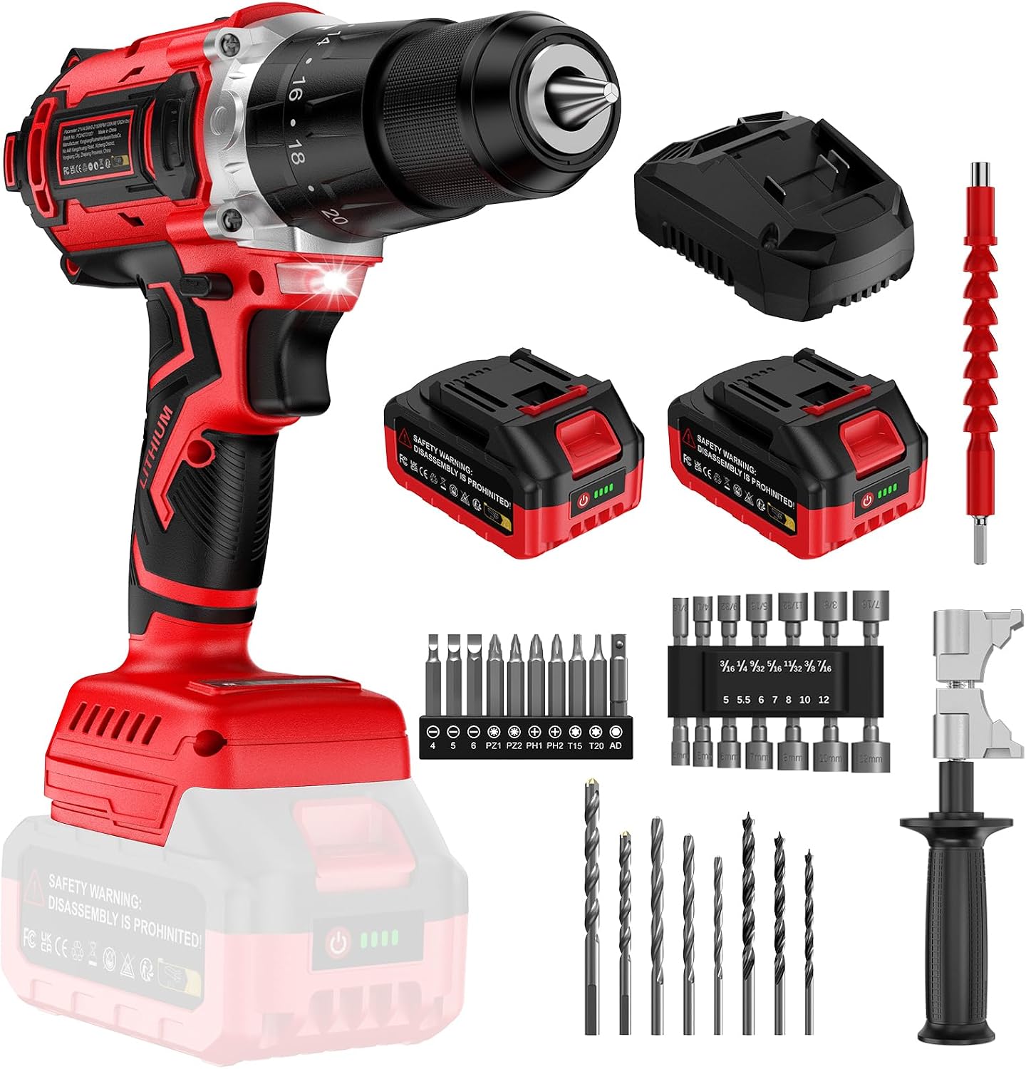 Generico Trapano avvitatore a percussione brushless 119 Nm (kit 2x4.0Ah)