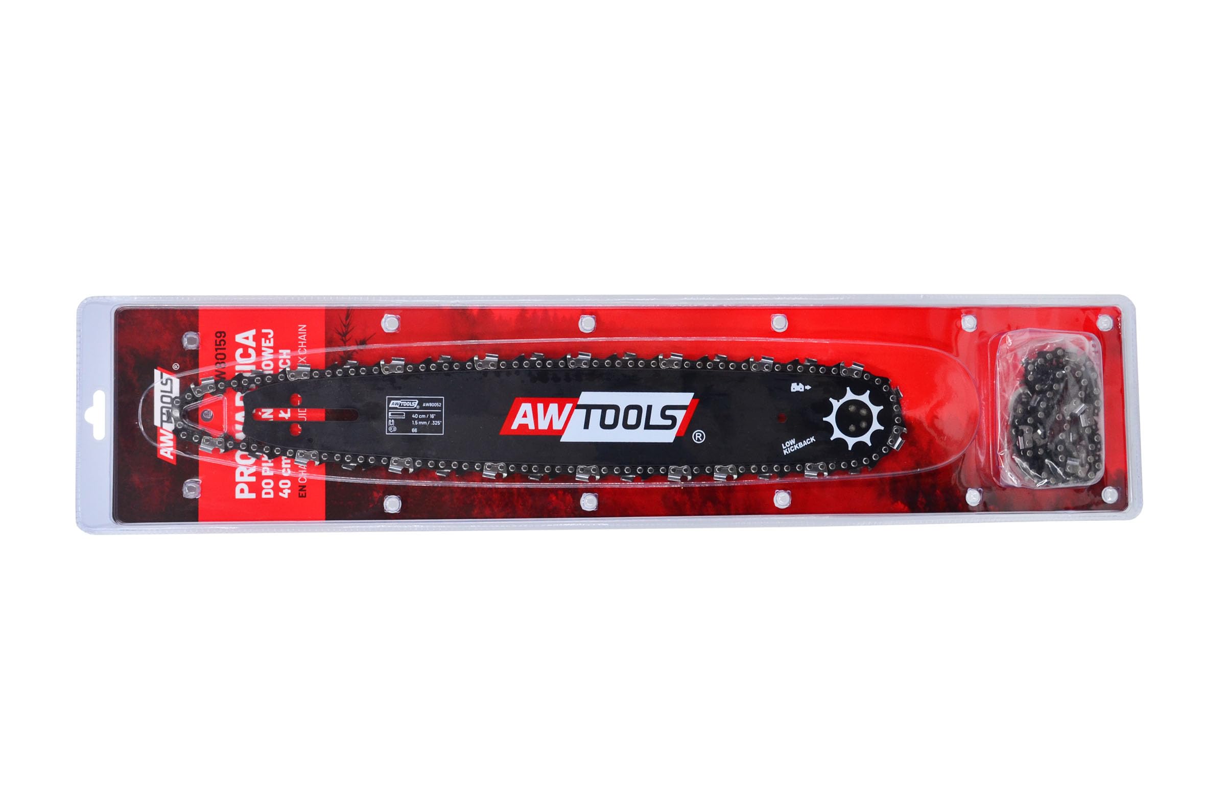 Guide AW Tools 35cm anti vibration avec double chaîne 52 maillons 3/8