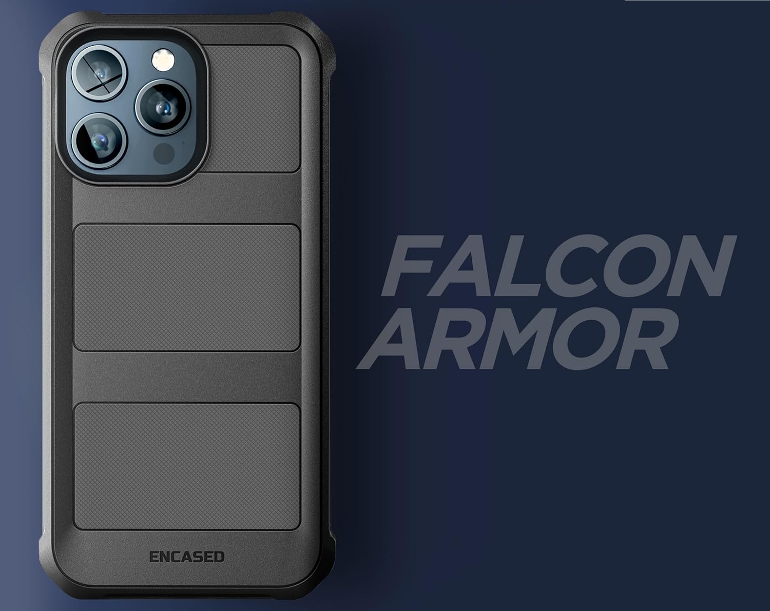 Encased (2-in-1) Belt Pouch with Rugged Case, Designed for iPhone 15 PRO (2023) Protective Full-Body Falcon Armor, Holster Clip Phone Holder - Black (Compatible with MagSafe)
