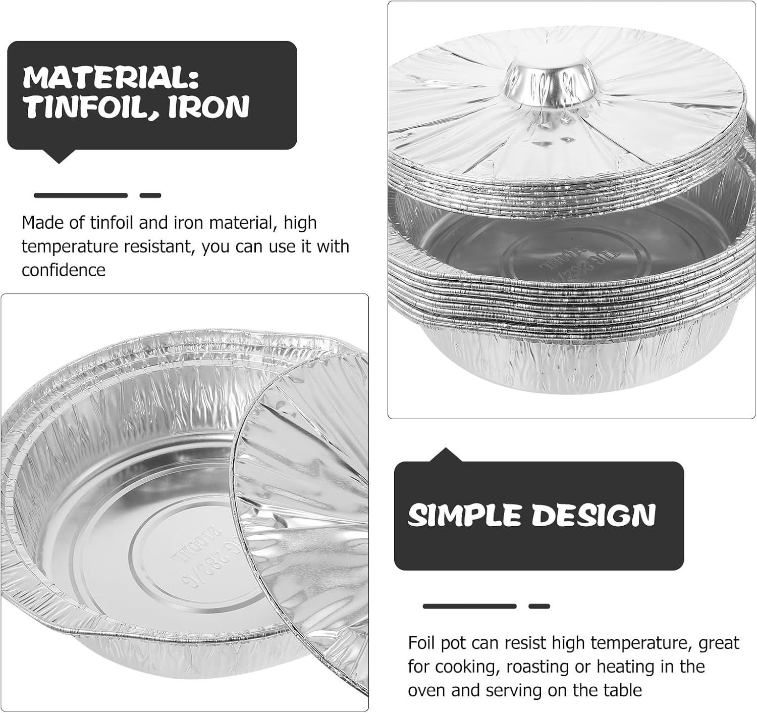 Food Baking Tinfoil Pot with Rack and Lid 2100ml