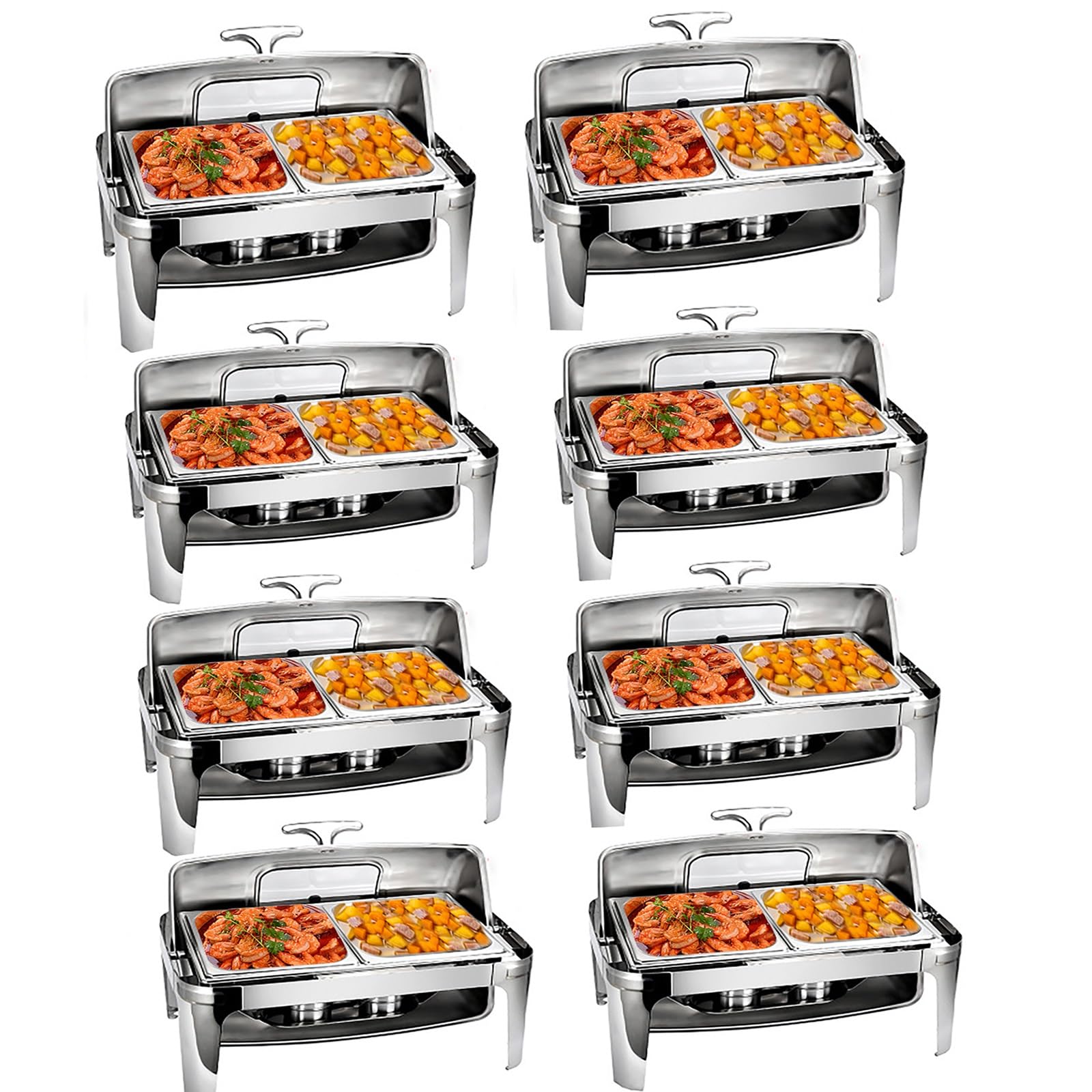 8QT - Scaldavivande professionale per buffet, con padella per acqua, padella, supporto per carburante e coperchio, set professionale per catering