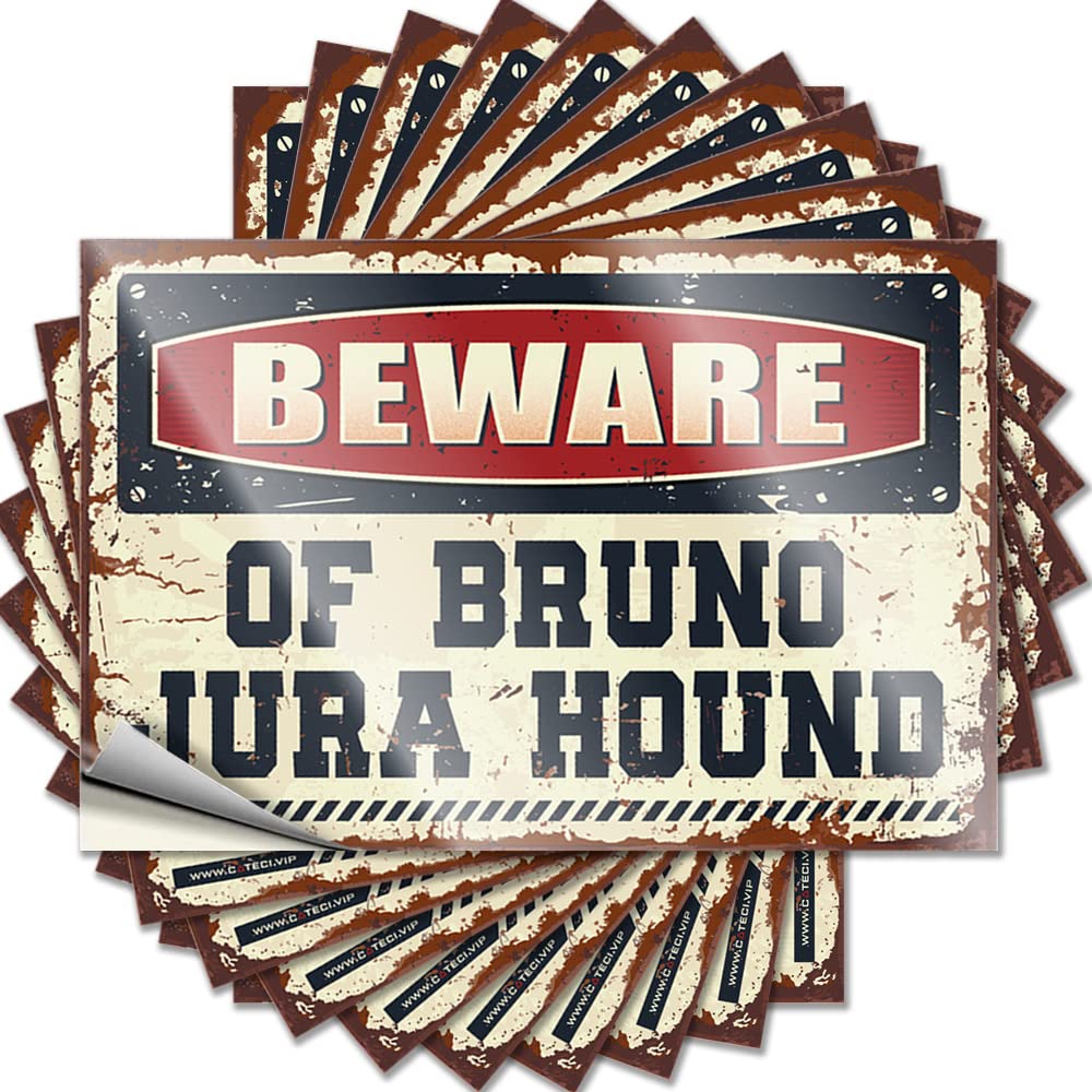 Car Stickers and Decals Beware of Bruno Jura Hound Funny Sticker 10 Pcs Windshield Stickers for Cars Car Stickers Funny(6X9CM)