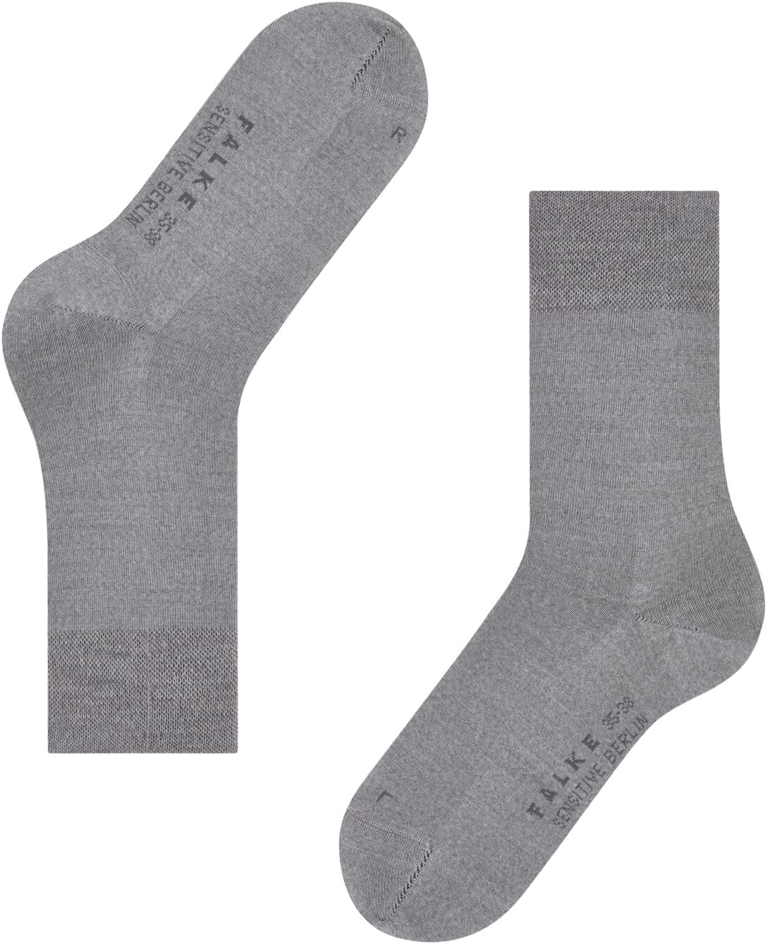 FALKE Women's Sensitive Berlin Socks, Wide Top, Skin-Friendly, Breathable Warm, Sustainable Merino Wool Cotton, Grey (Light Grey Melange 3830), 8-10.5, 1 Pair