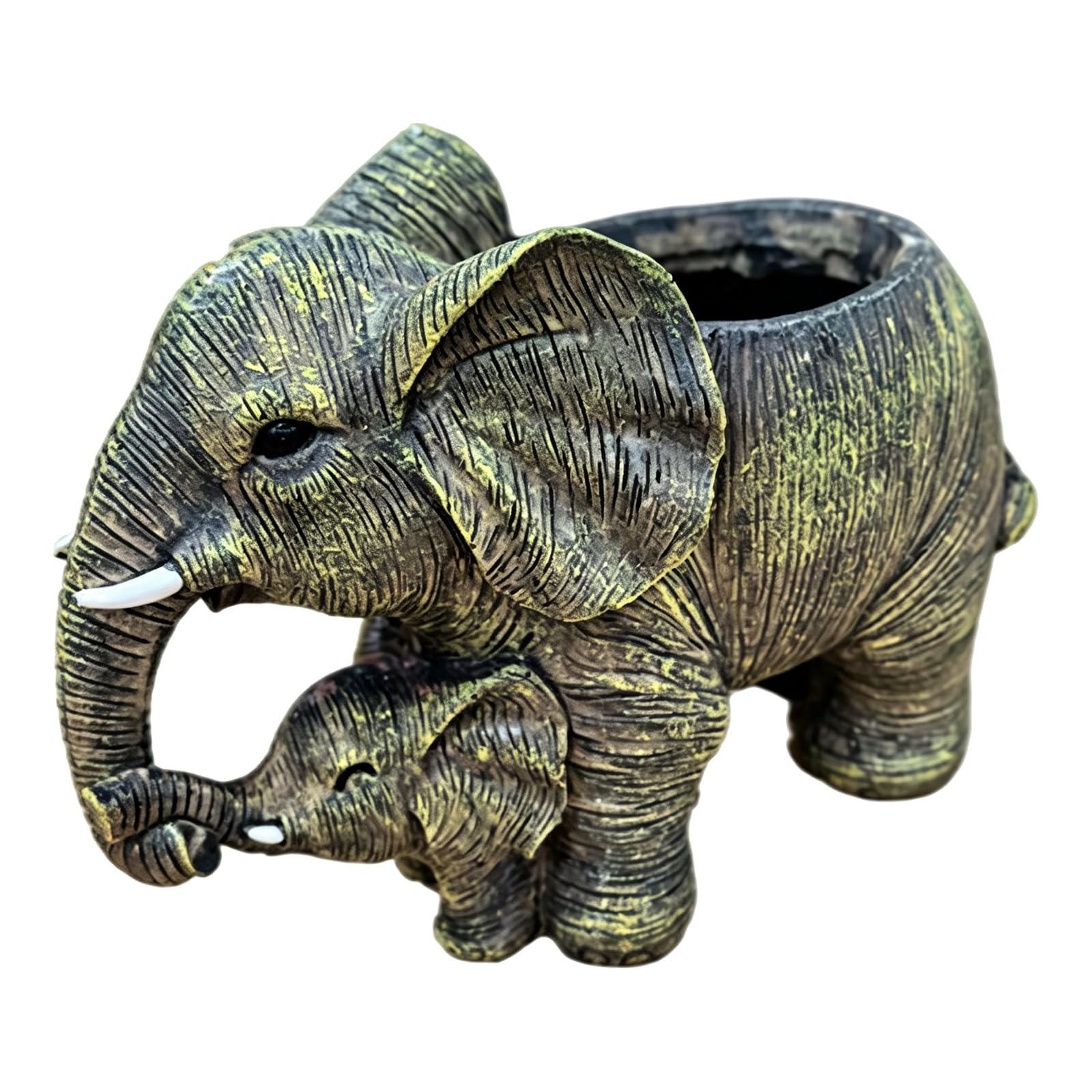 Rxgiasup Exquisite Handcrafted Resin Elephant Shape Planter Hand Painted Elephant Resin Flower Pots Home Decoration Unique Themed Resins Flower Pots