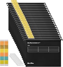 A4 Suspension Files, MerryNine 24 PCS Polypropylene Filing Cabinet Suspension Files with Tabs and Card Inserts for School Home Work Office Organization **Check Size Before Ordering**