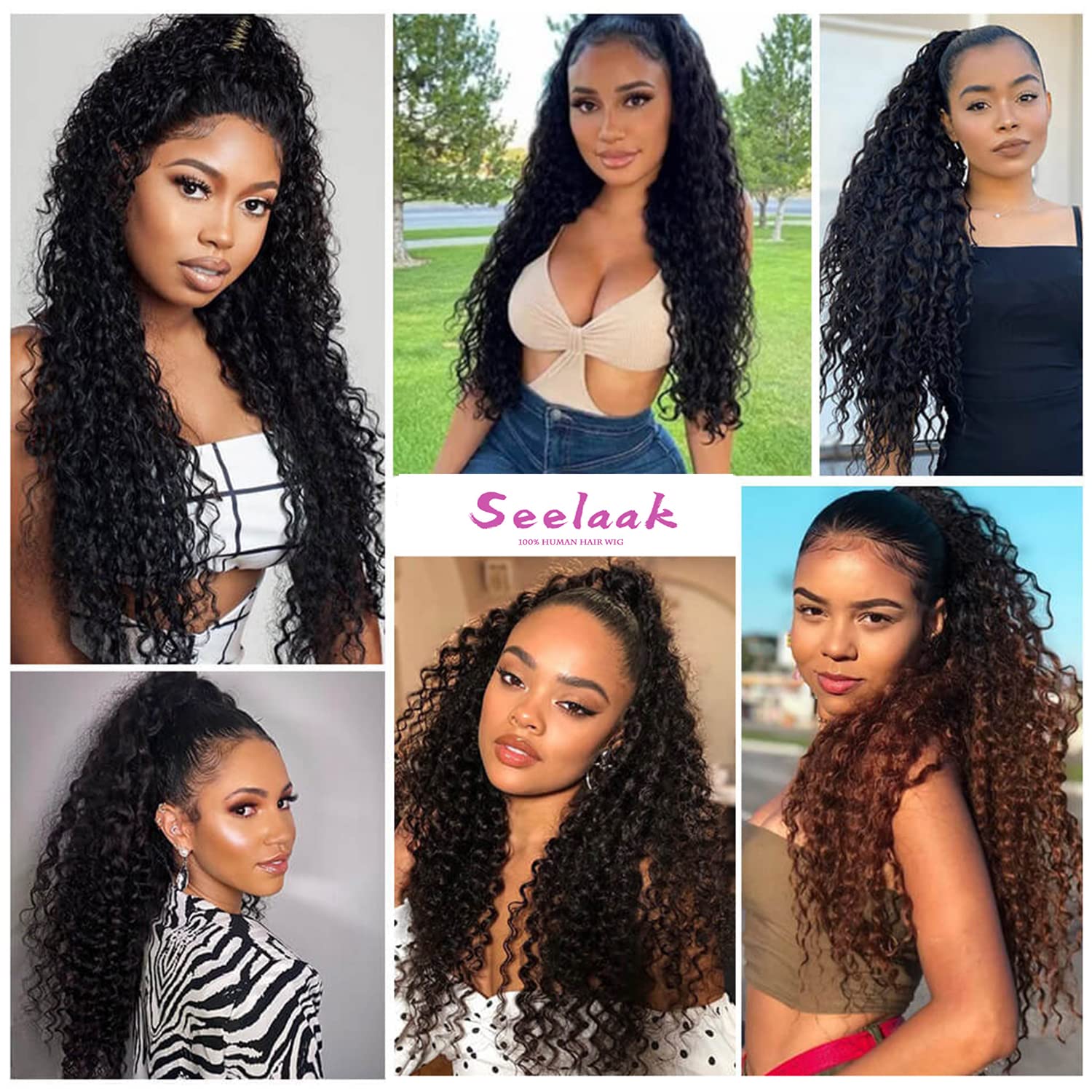 Black Curly Long Ponytail Extension Drawstring Ponytails for Black Women Remy Human Hair Extensions Curly Ponytail with 2 Clips(1B 18 Inch)