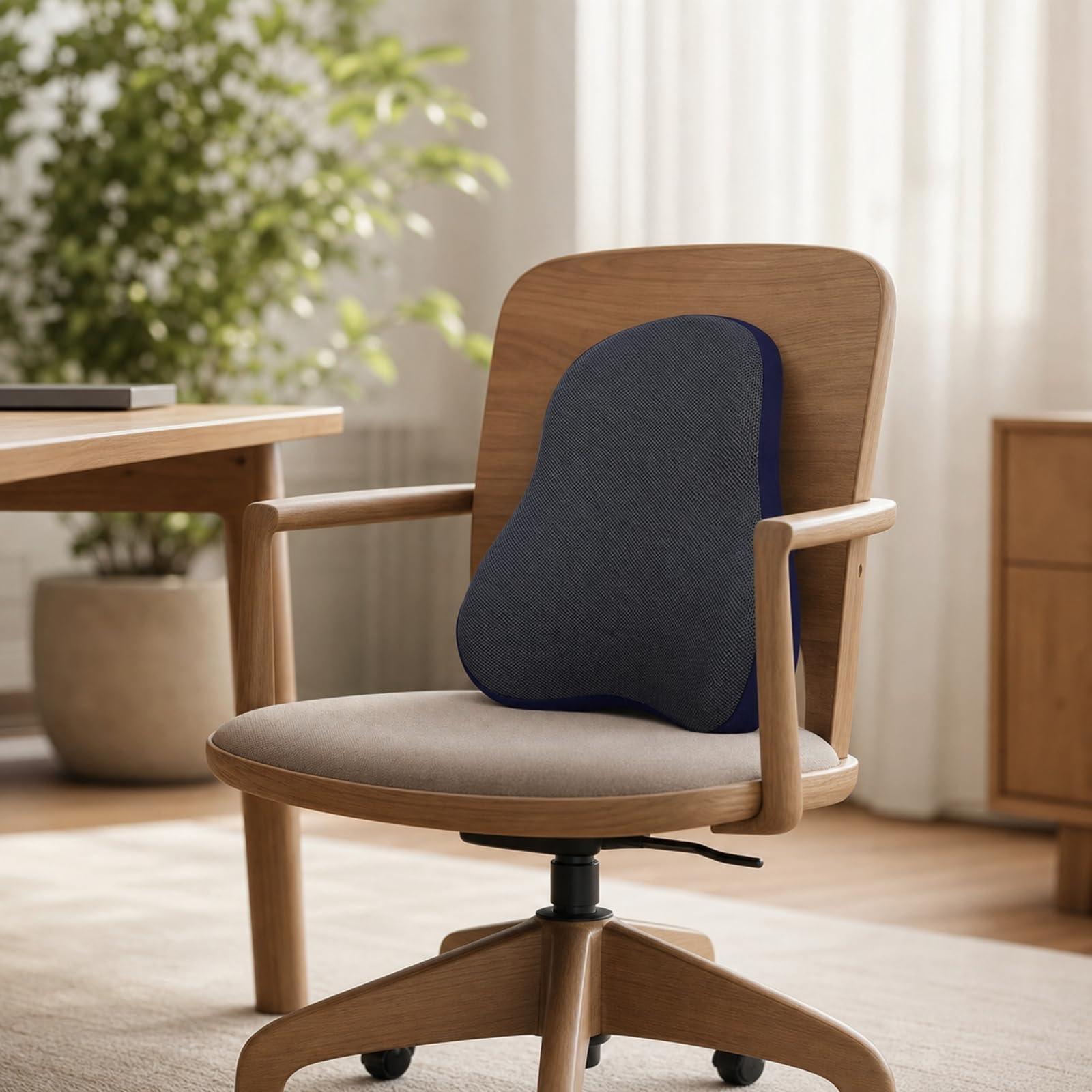 per Schiena Ergonomico | Sfoderabile, Cuscino Lombare in Memory Foam, Ortopedico, Cuscino con Memory Foam, per Auto, Casa, Impiegati, Pendolari, Navy