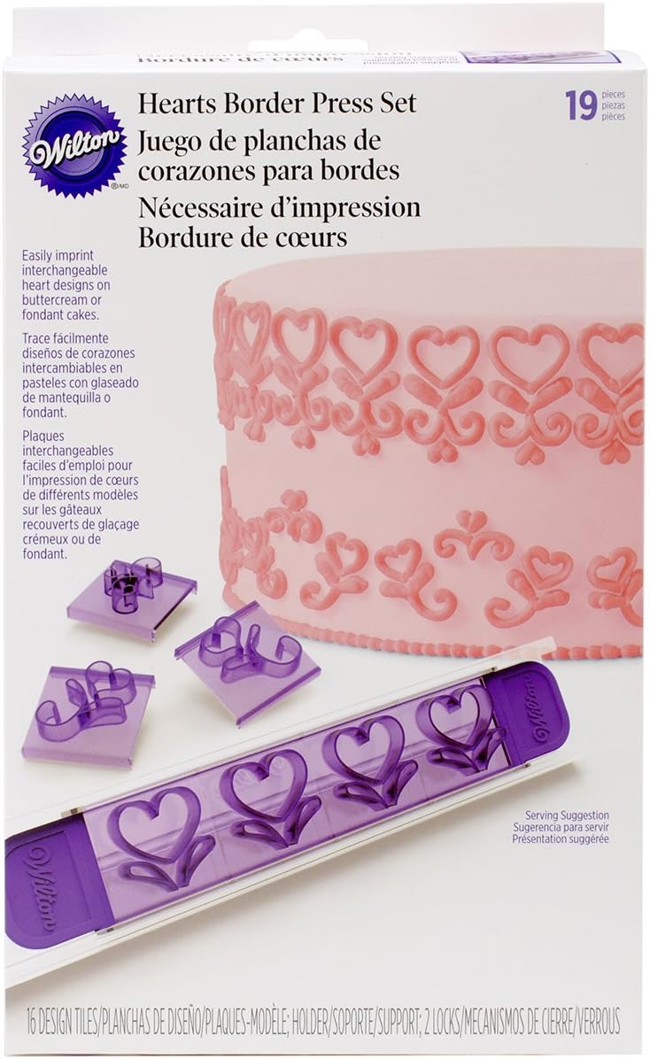 Wilton 2104-0244 19-Piece Hearts Borders Design Press set
