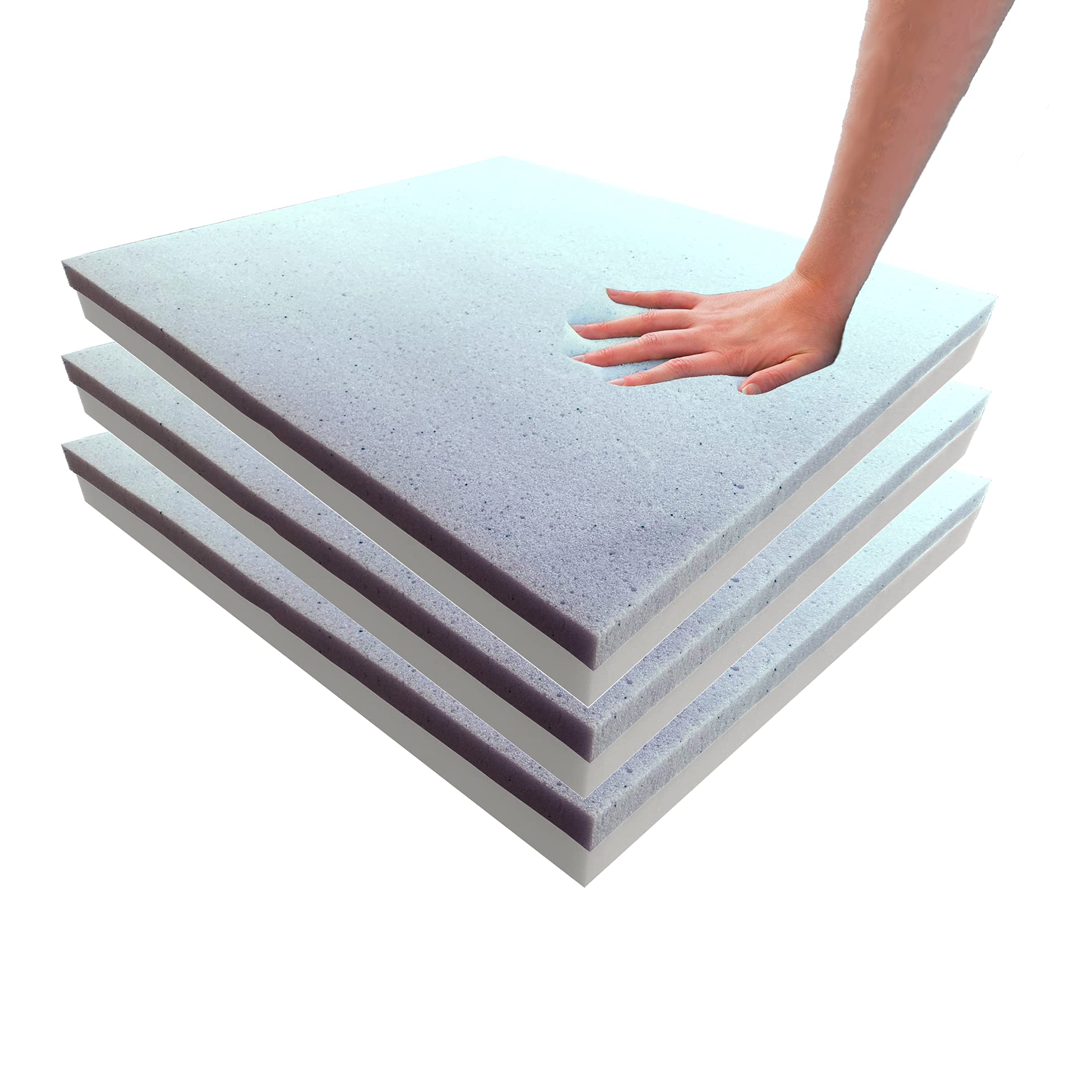 Foamma (3-Pack 2" x 18" x 18" - Gel Memory Foam (High Density Base, Used for Chair Cushion Replacement, Dining Chairs, Wheelchair Seat Replacement)
