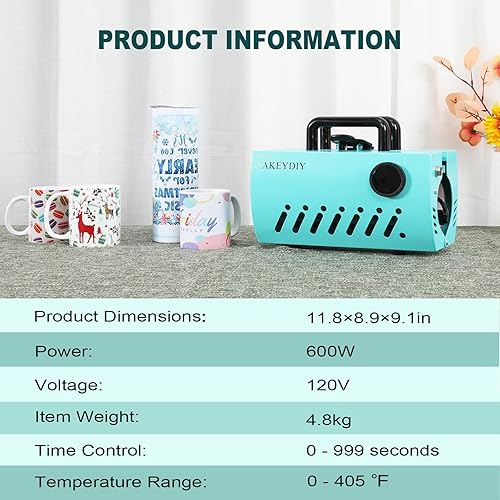 Miniatura 6 de AKEYDIY Prensa de calor para vasos, máquina de prensa de calor de vasos de 30 onzas, 20 onzas, 16 onzas, vasos de sublimación, latas de frascos de