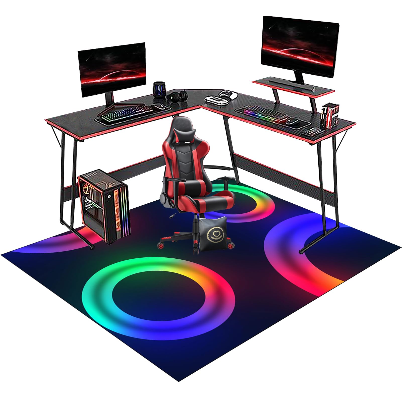 Dywan na krzesło do gier Dywan Krzesło 150 x 180 cm Dywan Krzesło Koła Dywan Krzesło Biuro Dywan Gaming Podłoga Ochrona Podłogi Wielofunkcyjny Dywan Domowy Dywan Biuro