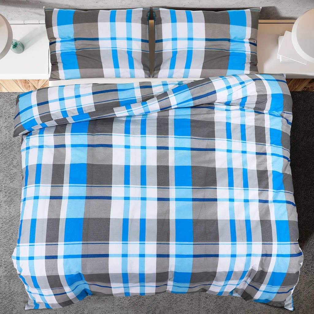 Generico Set Copripiumino Blu e Grigio 260x240 cm in Cotone,Casa e Giardino,Biancheria,Lenzuola e Coperte,Copripiumini-136068