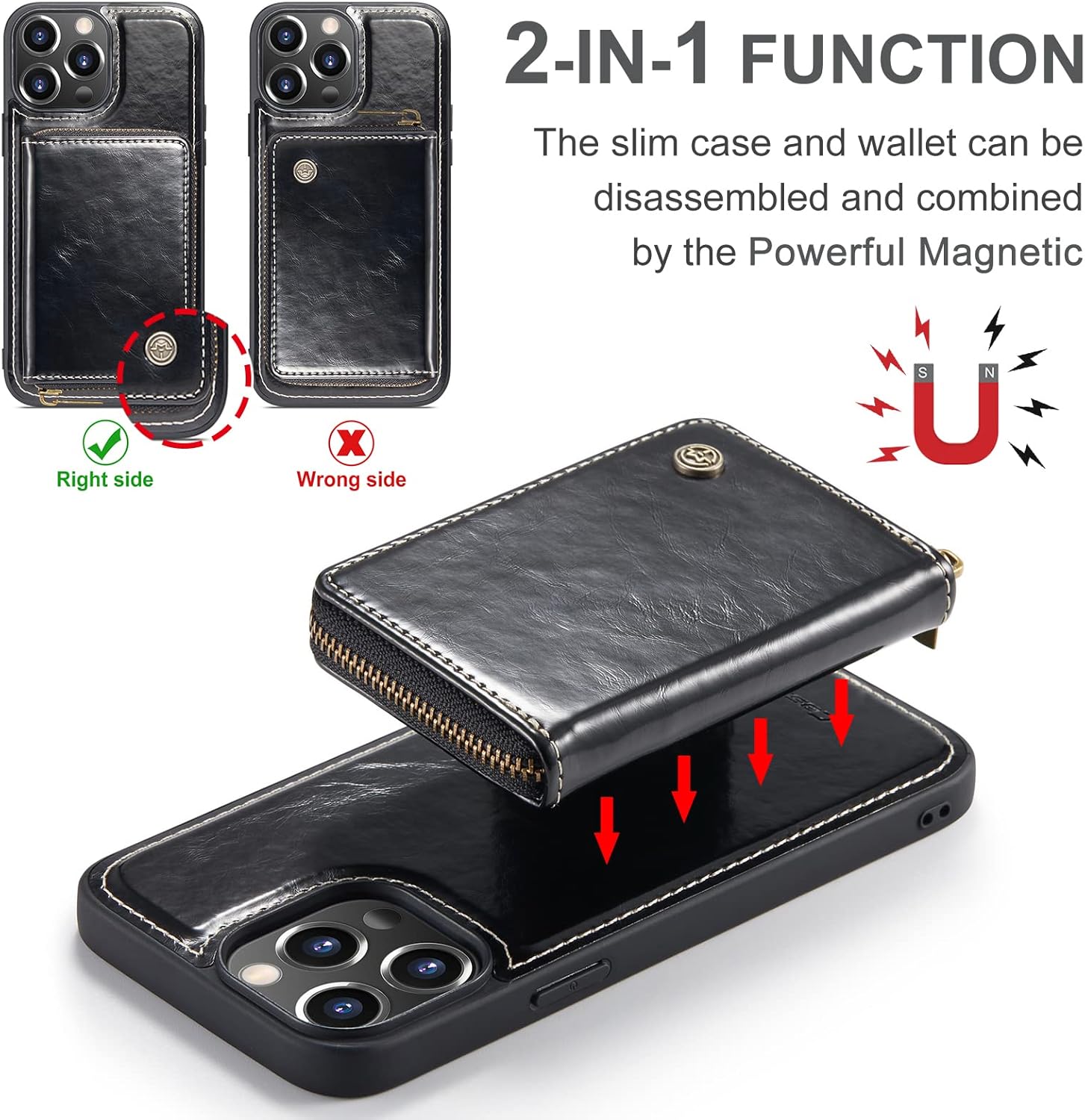 🔥 Zttopo for iPhone 13 Pro Max Wallet Case, 2 in 1 Leather Magsafe Wallet Case for Men Magsafe Wireless Charging, Zipper Detachable Magnetic Case Wallet with Screen Protector 6.7 Inch Black Gеt Pорulаr оƒƒеr Zttopo for iPhone 13 Pro Max Wallet Case, 2 in 1 Leather Magsafe Wallet Case for Men Magsafe Wireless Charging, Zipper Detachable Magnetic Case Wallet with Screen Protector 6.7 Inch Black