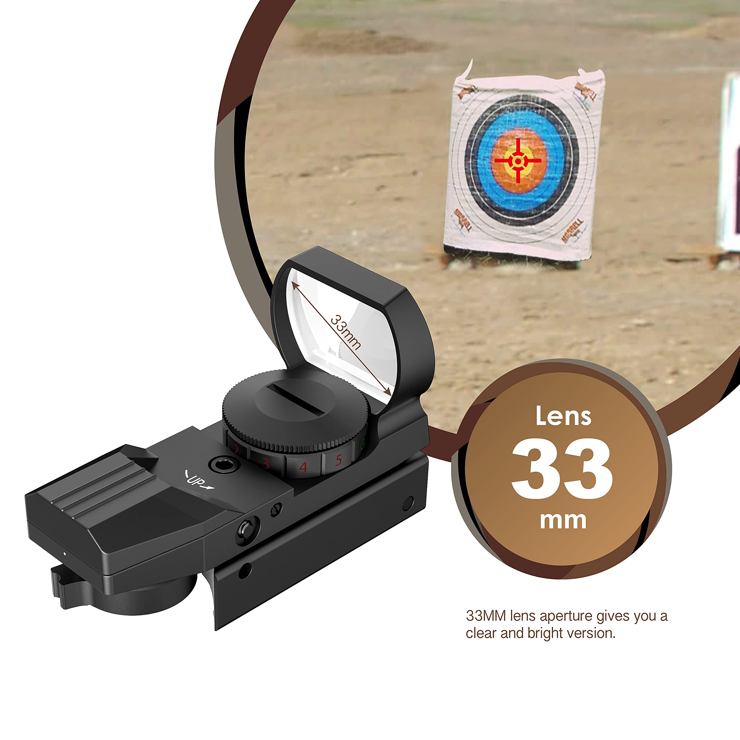 AOMEKIE Viseur Point Rouge Vert HD avec 4 Réticules et 5 Luminosités Réglables Airsoft Red Dot Sight Étanche pour Picatinny 20mm/22mm