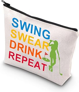 PLITI Golf Makeup Bags for Women Golfer Golf Player Gift Swing Swear Drink Repeat Funny Golf Lover Cosmetic Bag Golfing Gift (Swing Swear Repeat U)